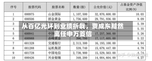 从百亿光环到业绩折戟，贾成东黯然离任申万菱信-第3张图片