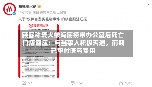 顾客称爱犬被海底捞带办公室后死亡 门店回应：与当事人积极沟通，前期已垫付医药费用-第2张图片