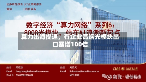 算力出海提速，有企业高端光模块出口暴增100倍