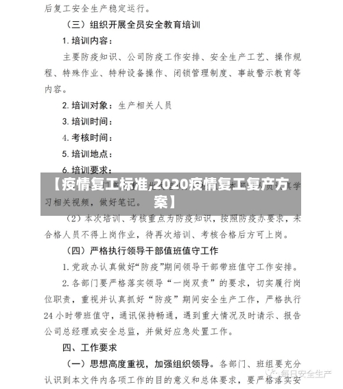 【疫情复工标准,2020疫情复工复产方案】-第3张图片