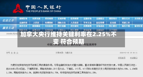 加拿大央行维持关键利率在2.25%不变 符合预期-第3张图片