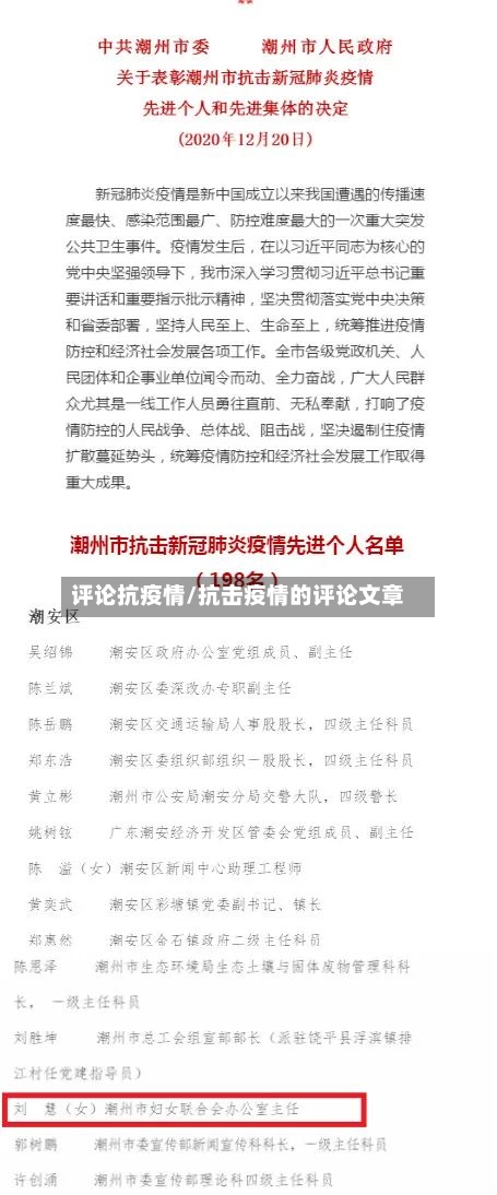 评论抗疫情/抗击疫情的评论文章