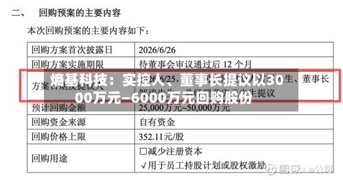 熵基科技：实控人、董事长提议以3000万元—6000万元回购股份-第2张图片