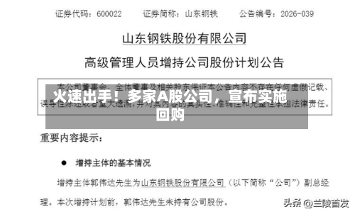 火速出手！多家A股公司，宣布实施回购