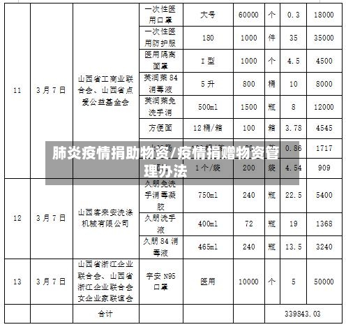 肺炎疫情捐助物资/疫情捐赠物资管理办法