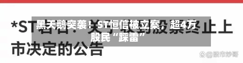 黑天鹅突袭！ST恒信被立案	，超4万股民“踩雷”-第3张图片