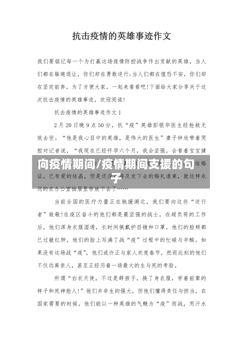 向疫情期间/疫情期间支援的句子-第2张图片