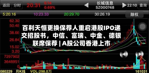 百利天恒更换保荐人重启港股IPO递交招股书，中信、富瑞、中金、德银联席保荐 | A股公司香港上市
