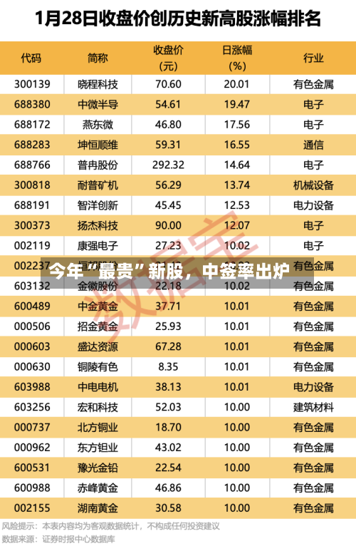 今年“最贵”新股，中签率出炉-第2张图片