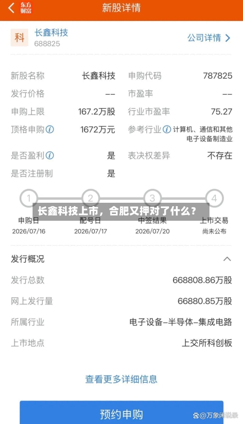 长鑫科技上市，合肥又押对了什么？