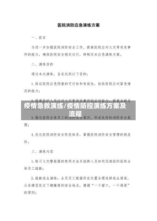 疫情急救演练/疫情防控演练方案及流程