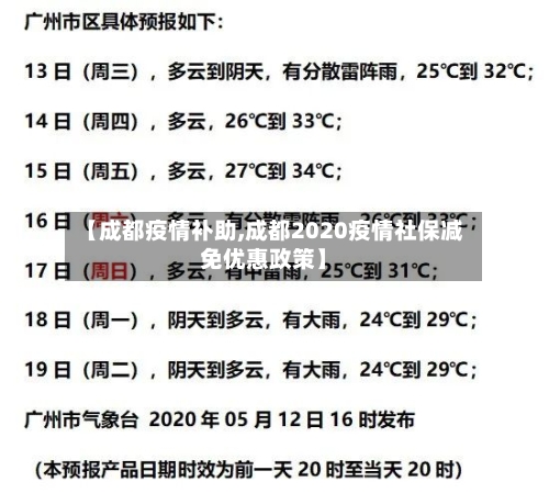 【成都疫情补助,成都2020疫情社保减免优惠政策】