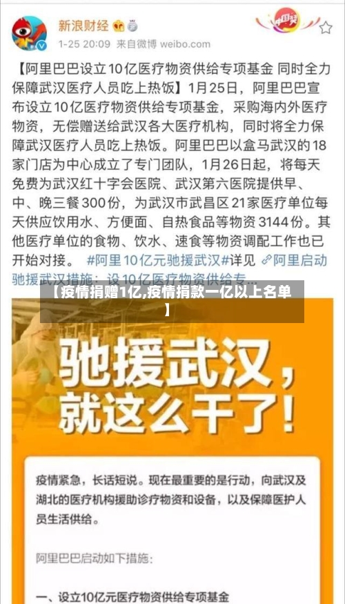 【疫情捐赠1亿,疫情捐款一亿以上名单】