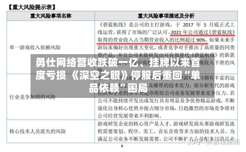 勇仕网络营收跌破一亿	、挂牌以来首度亏损 《深空之眼》停服后重回“单品依赖”困局-第2张图片