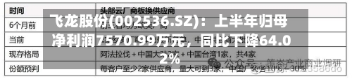 飞龙股份(002536.SZ)：上半年归母净利润7570.99万元，同比下降64.02%-第2张图片