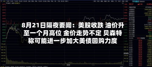 8月21日隔夜要闻：美股收跌 油价升至一个月高位 金价走势不定 贝森特称可能进一步加大美债回购力度-第2张图片