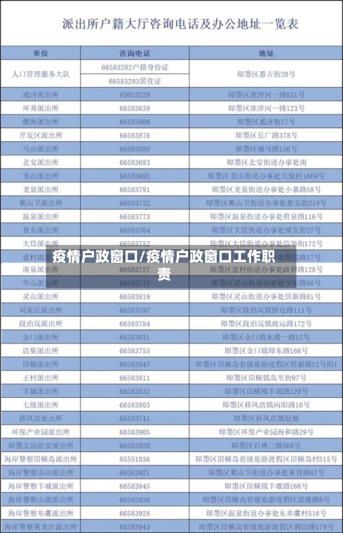 疫情户政窗口/疫情户政窗口工作职责