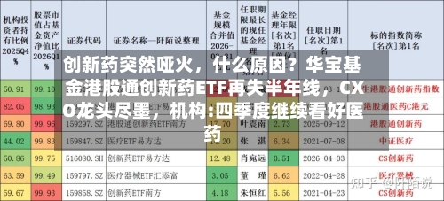 创新药突然哑火	，什么原因？华宝基金港股通创新药ETF再失半年线，CXO龙头尽墨，机构:四季度继续看好医药-第3张图片