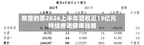 奈雪的茶2026上半年营收近19亿元，持续推进健康战略-第2张图片