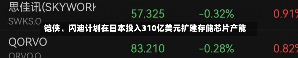 铠侠、闪迪计划在日本投入310亿美元扩建存储芯片产能